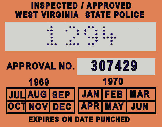 (image for) 1969-70 West Virginia inspection sticker